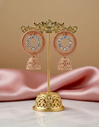 Aurora Halo Jhumki – Rose Gold Edition